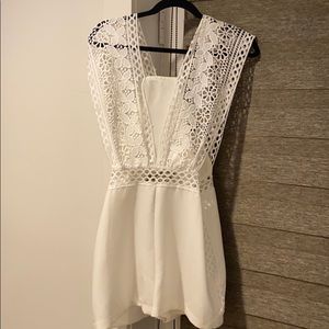 White romper with macrame details